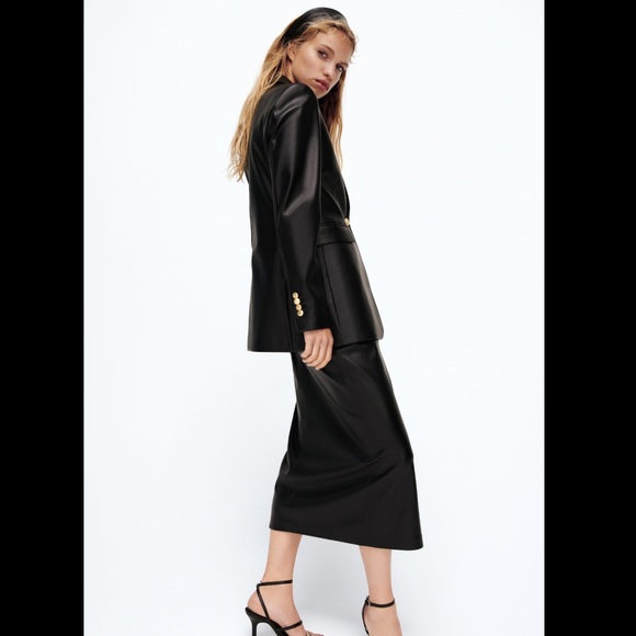 Faux Leather Blazer Size S NWT - Picture 4 of 7